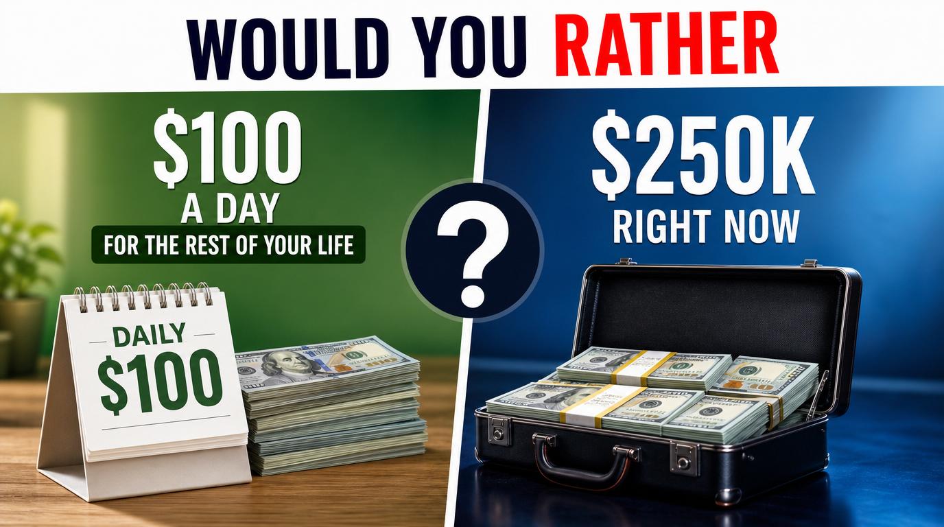 Would you rather have $100 a day for the rest of your life or $250k right now?
