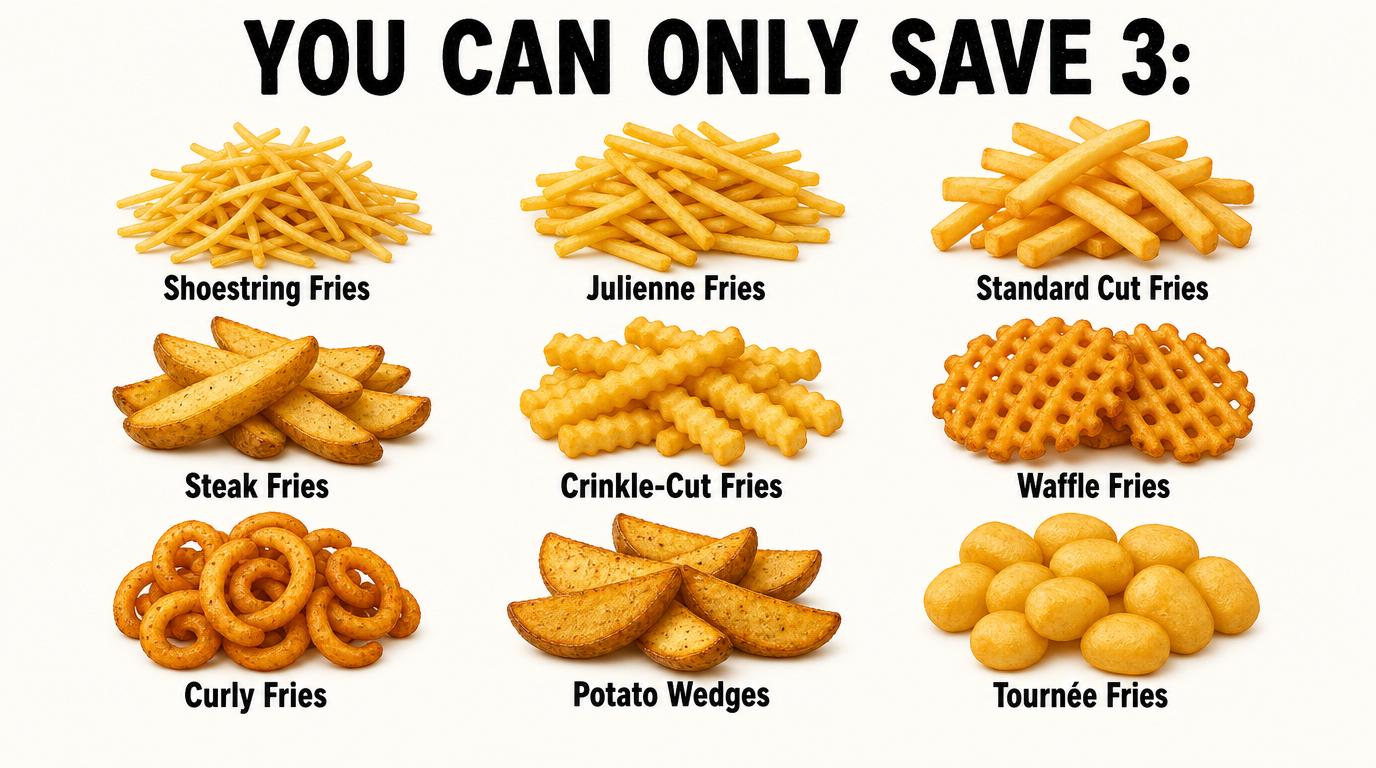 You can Only Save 3 Types of Fries, The Rest Disappear Forever, Which 3 Are You Saving?