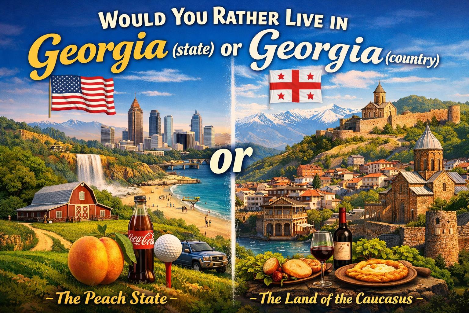 Would You Rather Live In Georgia or Georgia For The Rest Of Your Life? 23 Same Name, Different Place Questions