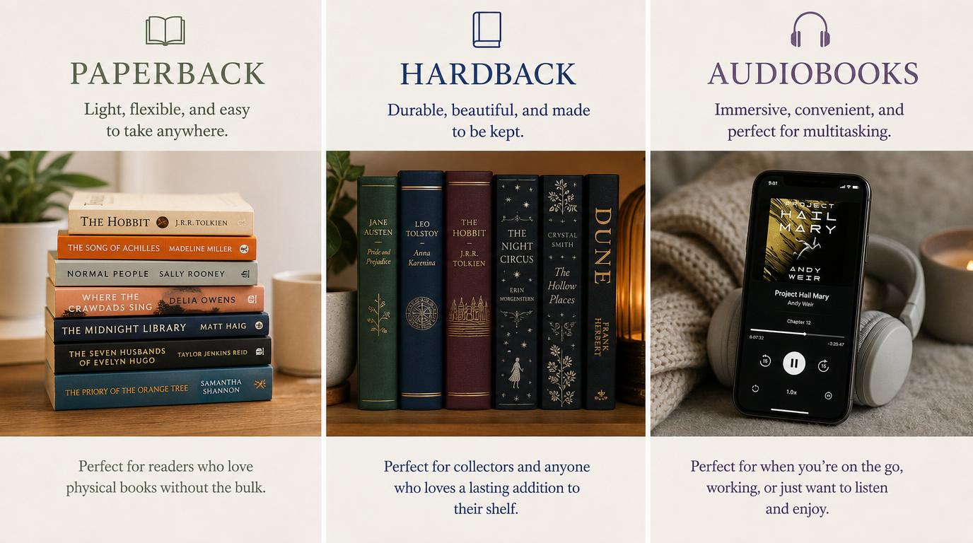 Would you rather all of your books be paperback, hardback or audiobooks?