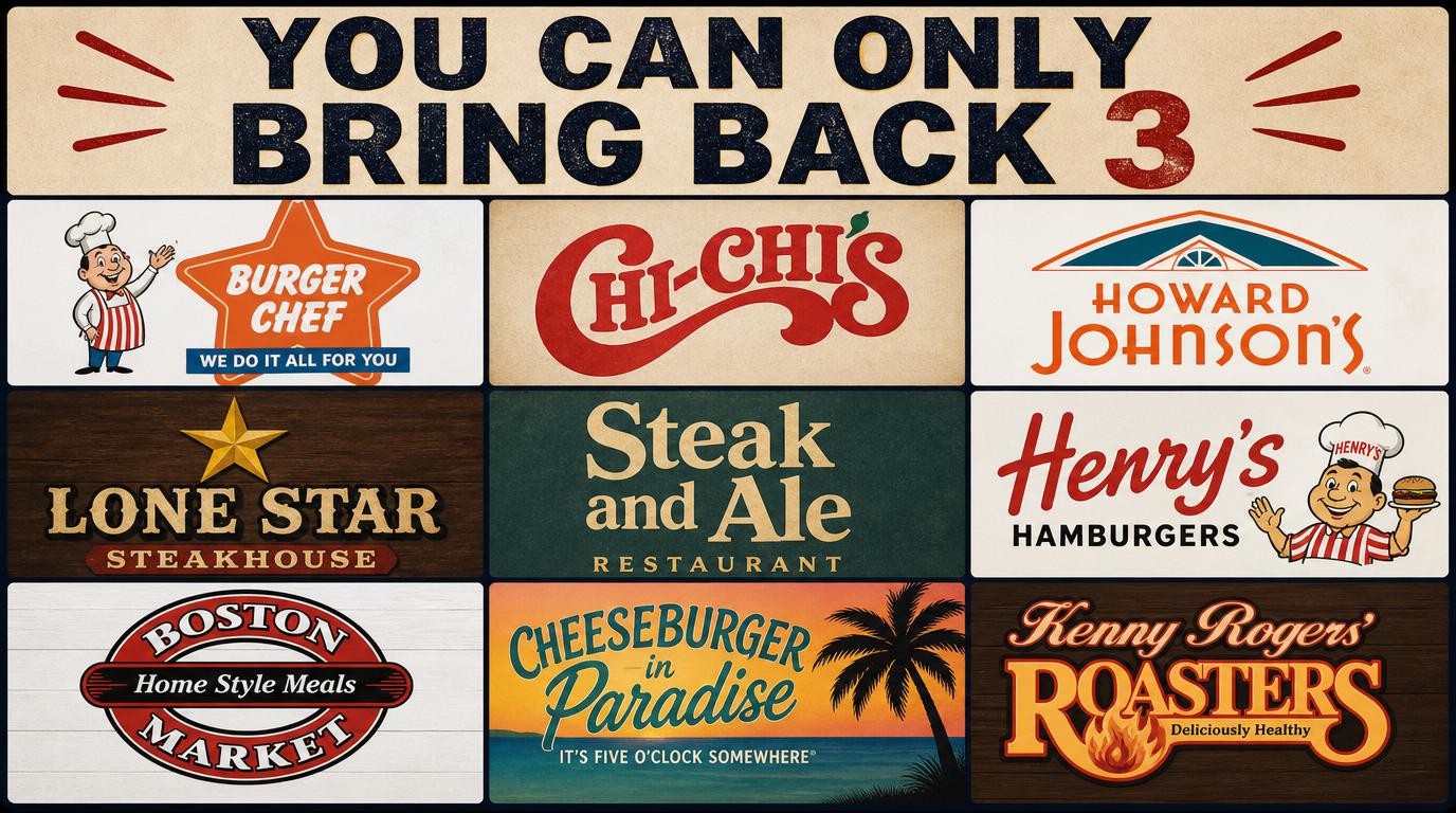 You Can Only Bring Back 3 Restaurant Chains, The Rest Stay Gone Forever, Which 3 Are You Bringing Back?