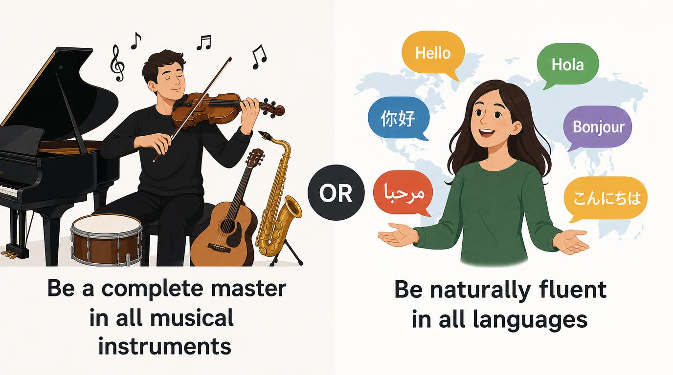 Would rather be a complete master in all musical instruments, or be naturally fluent in all languages?