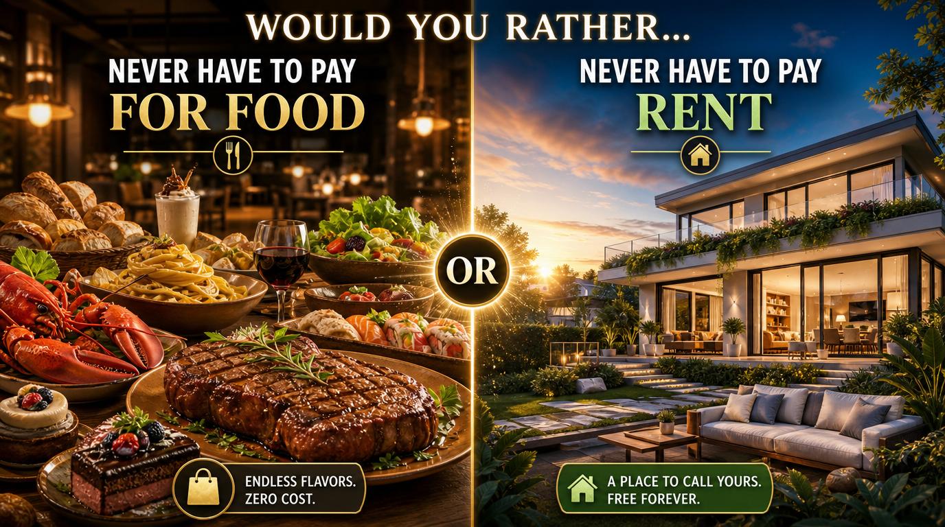 Would you Rather never have to pay for food or never have to pay rent?