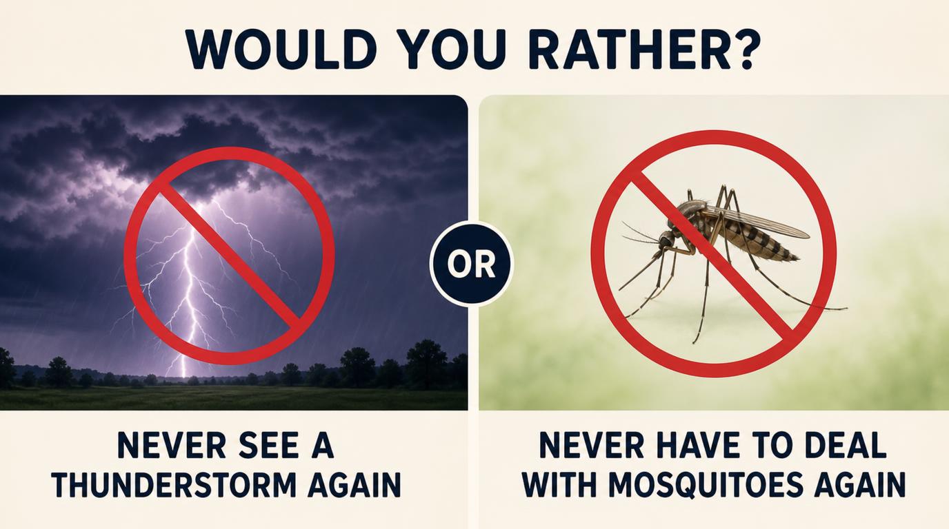 Would you rather never see a thunderstorm again or never have to deal with mosquitoes again?