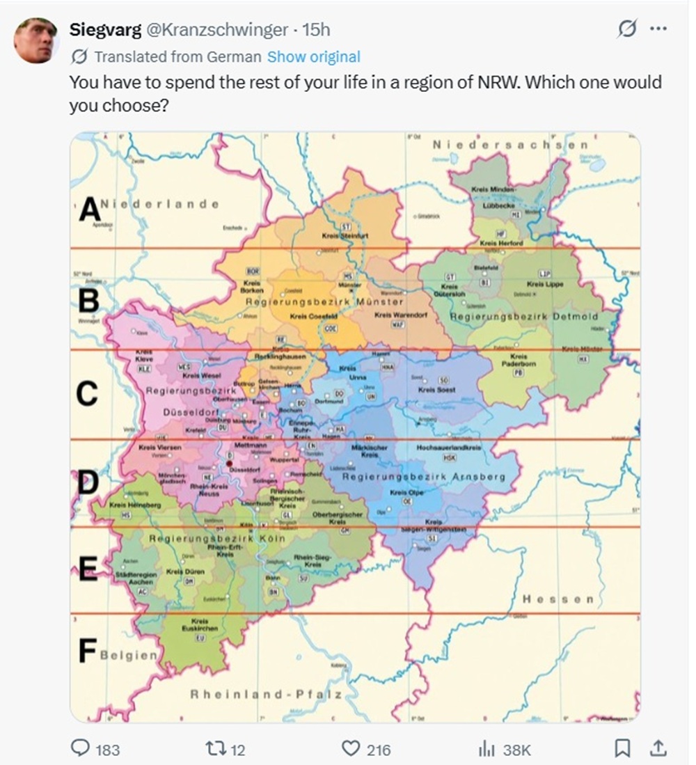 You have to spend the rest of your life in a region of NRW. Which one would you choose?
