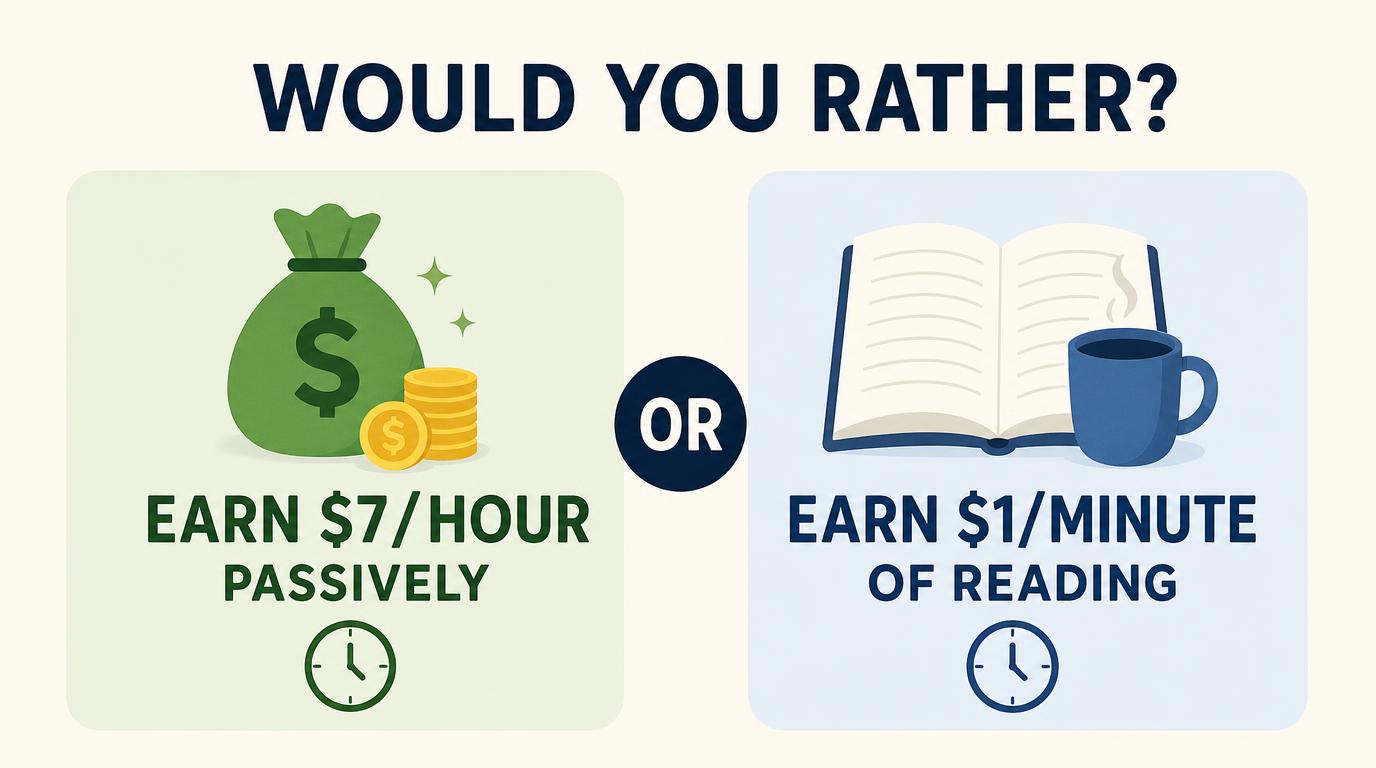 Would you rather earn $7/hour passively or $1/minute of reading?