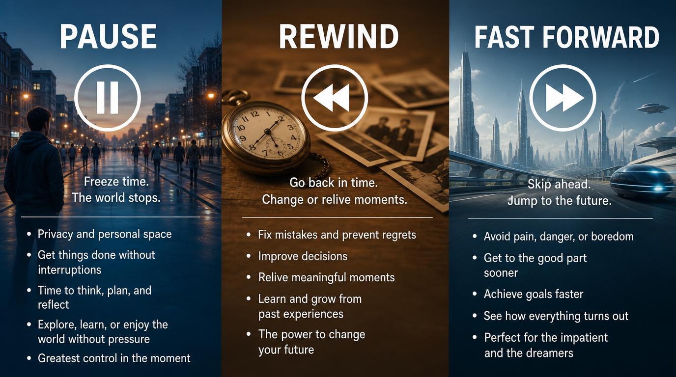 Would you rather be able to pause, rewind, or fast forward time?