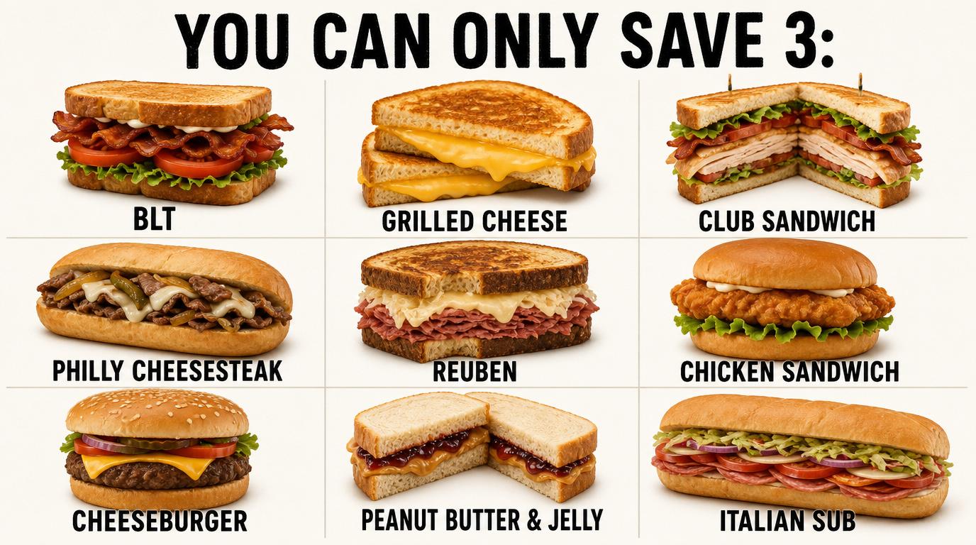 You can Only Save 3 Sandwiches, The Rest Disappear Forever, Which 3 Are You Saving?