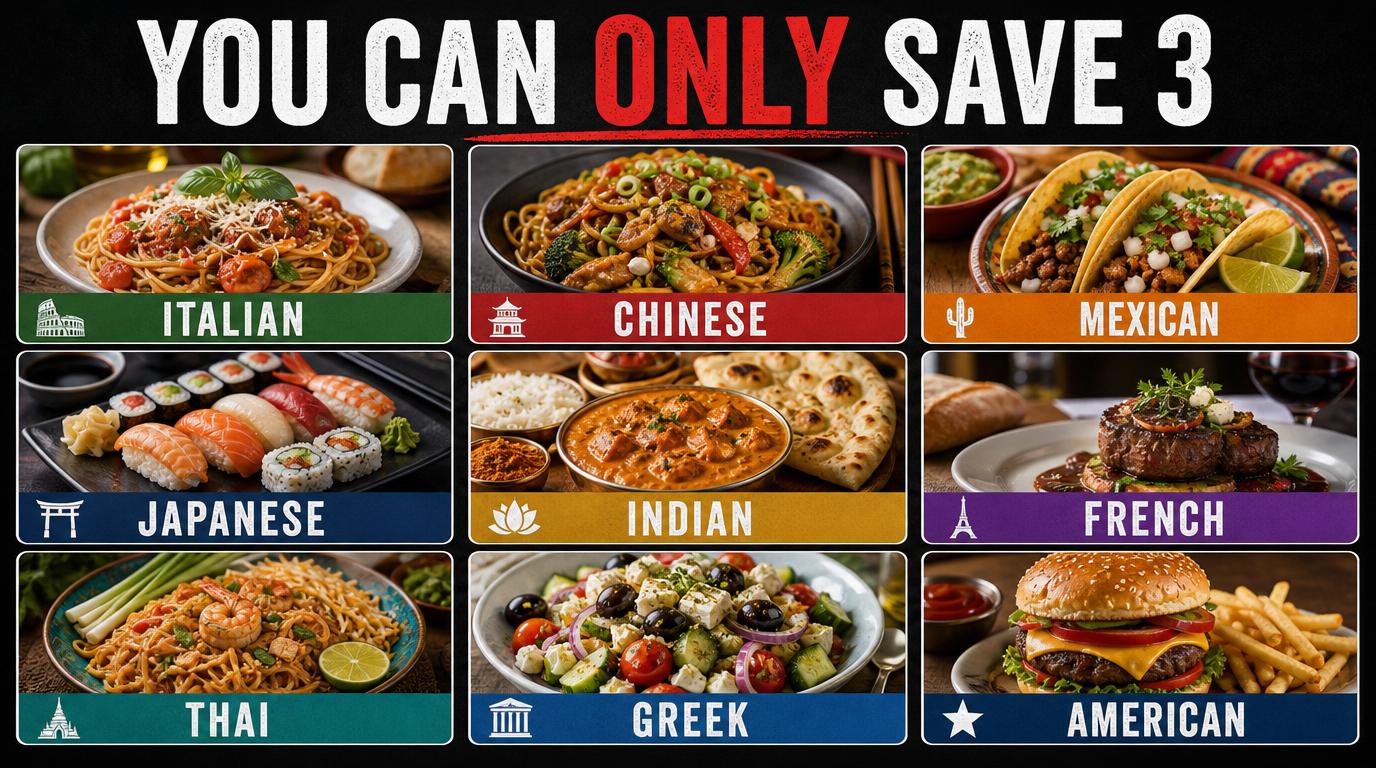 You can Only Save 3 Cuisines, The Rest Disappear Forever, Which 3 Are You Saving?