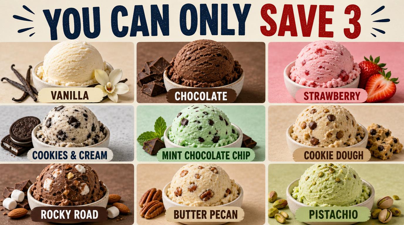 You can Only Save 3 Ice Cream Flavors, The Rest Disappear Forever, Which 3 Are You Saving?