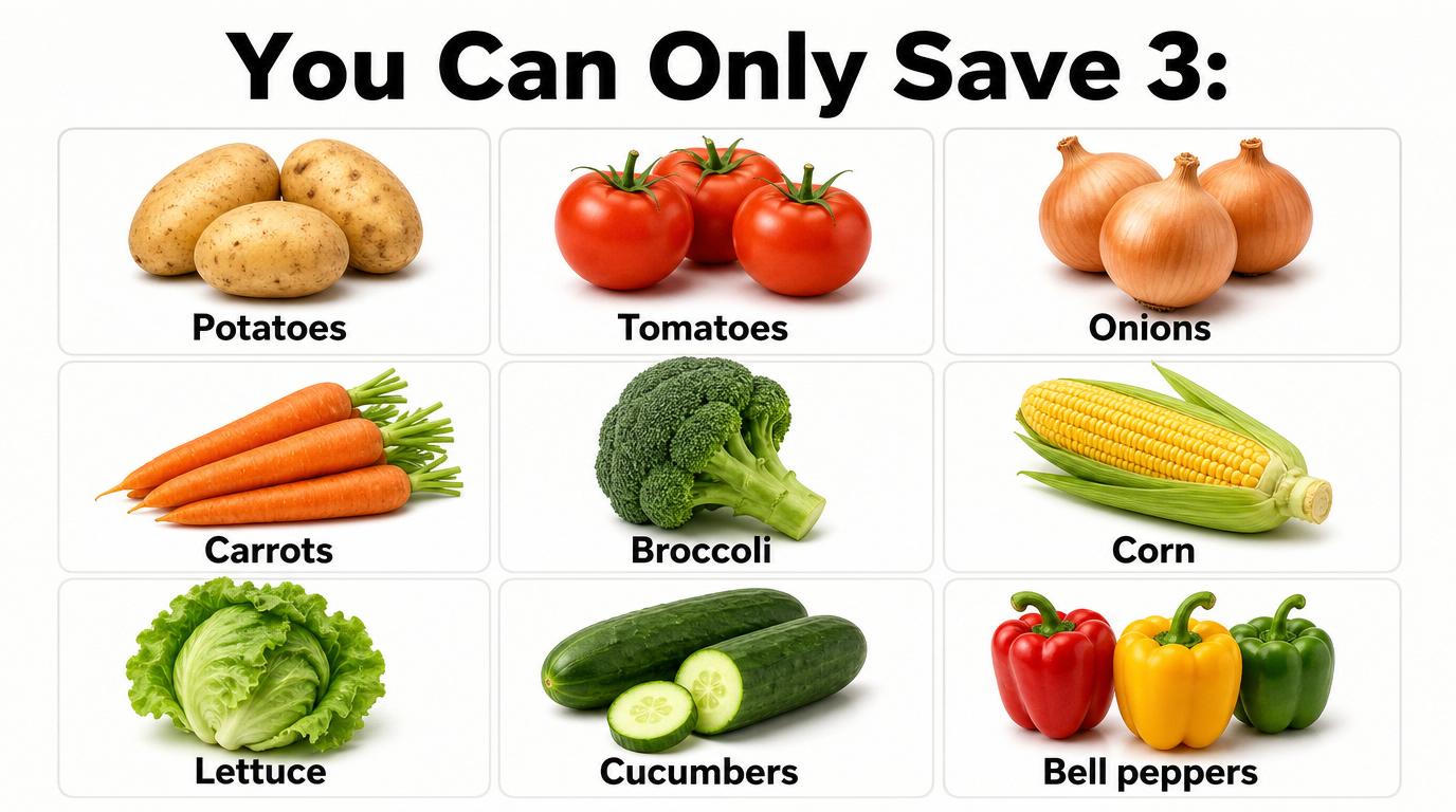 You can Only Save 3 Vegetables, The Rest Disappear Forever, Which 3 Are You Saving?