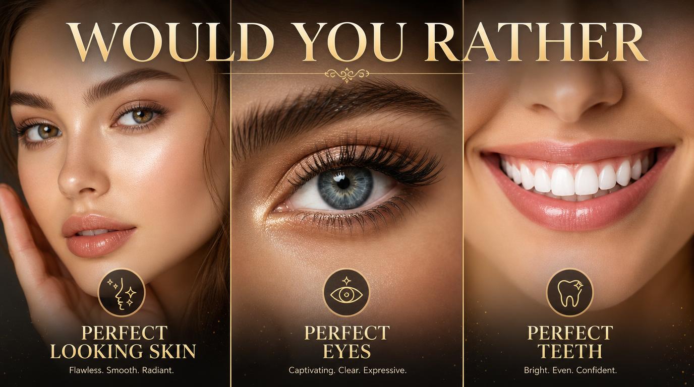 Would You Rather have perfect looking skin, Perfect eyes, or perfect teeth?