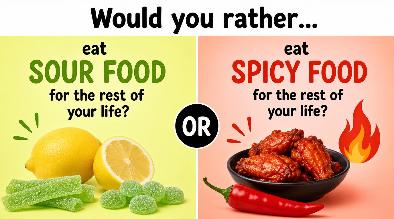 Would you rather eat ‘Sour food’ for the rest of your life OR ‘spicy food’ for the rest of your life?