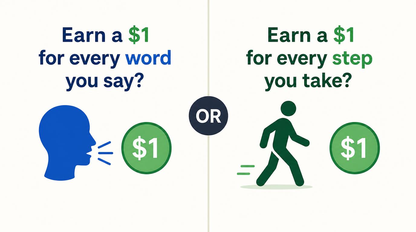 Would you rather earn a $1 for every word you say or earn a $1 for every step you take?