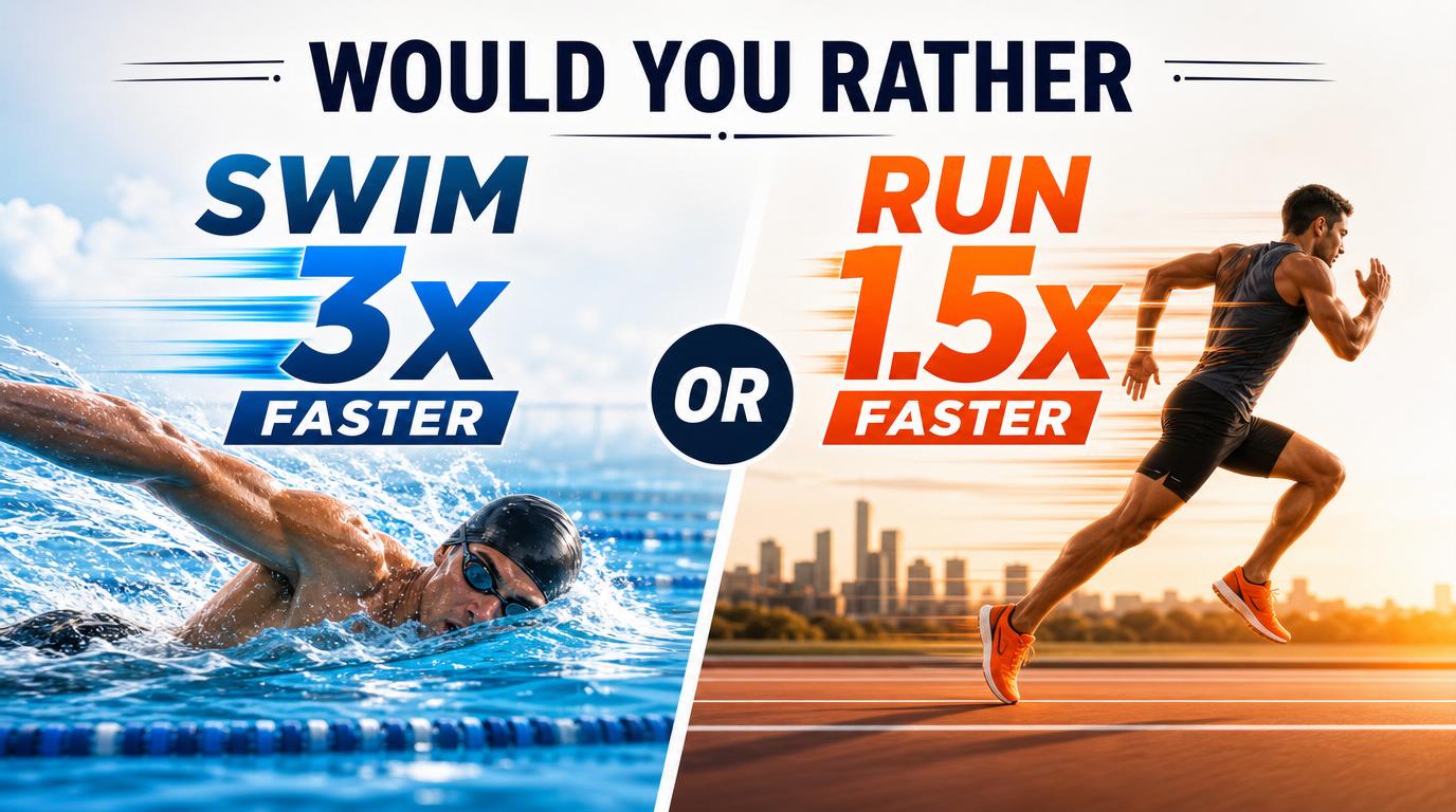Would you rather swim 3x faster or run 1.5x faster?