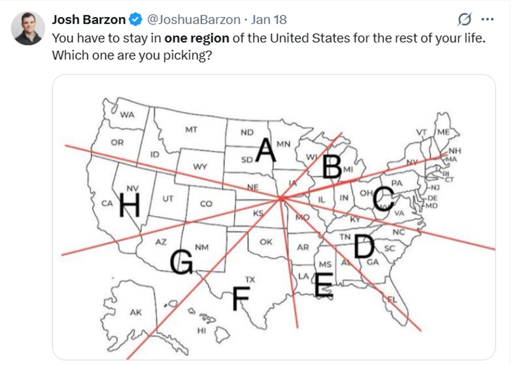 You can only live & travel within one region of the United States for the rest of your life. What are you picking?